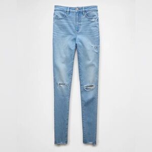 American Eagle Distressed Light Blue Curvy Highest Rise Jegging